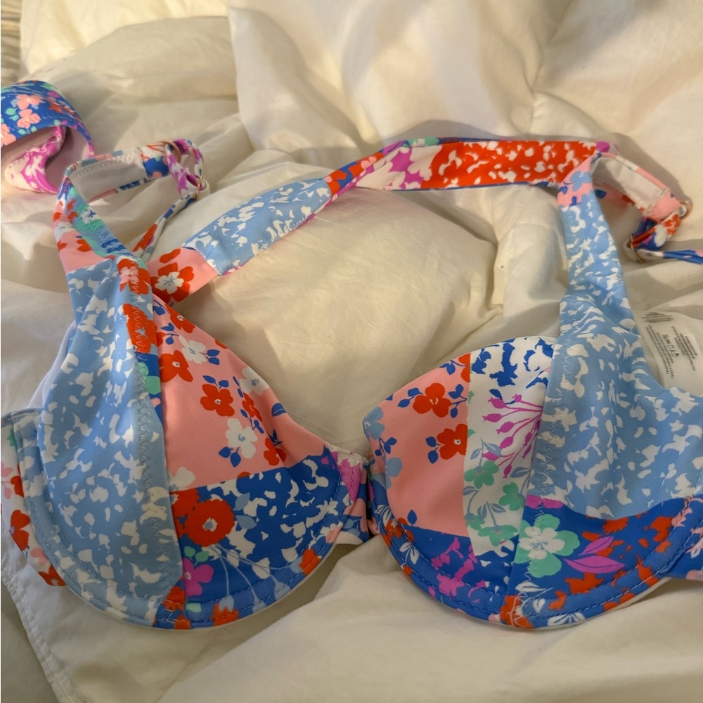 Altar'd State crimson coastal Bikini Top - Blue, Pink, Red